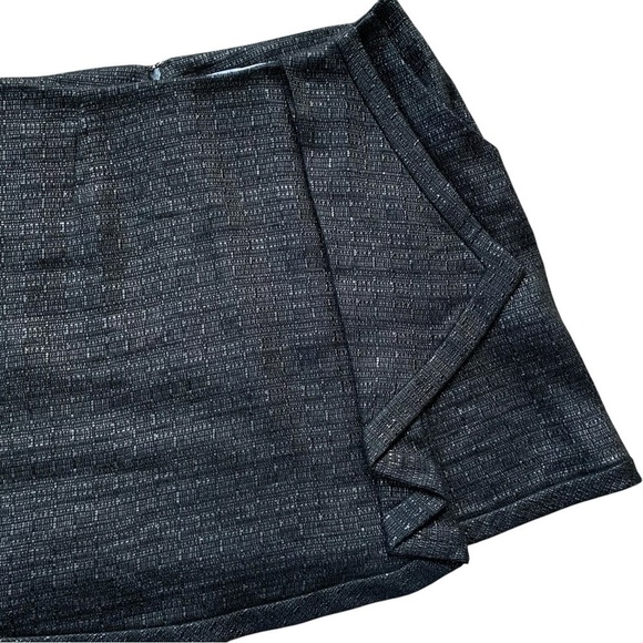 Adam by Adam Lippes Tweed Linen Blend Pleated Mini Skirt Metallic Black Size 6 - Picture 3 of 6